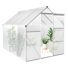 6x8 Hybrid Polycarbonate Greenhouse Silver