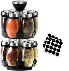 Revolving Spice Rack Organizer Countertop, Spinning Spice Storage Rack Tower Organizer With 12 Empty Jars, Rotating Spice Holder Shelf Seasoning Rack