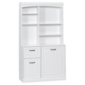 Bathroom Storage Cabinet With Tilt-Out Hamper, 70.9'' Tall Free Standing Organizer With Drawers & Adjustable Shelves, MDF Linen Tower With Steel Handl