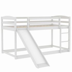 Twin Bunk Bed With Convertible Slide & Ladder, White