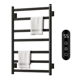 SIOYIE Towel Warmer Bathroom Wall Mounted 7 Bars Electric Towel Drying, 150W 800 X500 MM Heated Towel Rack With Intelligent Touch Screen Timer And Tem