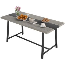 Industrial Kitchen Table For 8 People, 70.9 Long Dining Table With Large Tabletop And Steel Legs For Dining Room, Gray