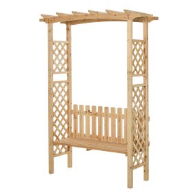 Garden Bench Arch Pergola Natural Fir Wood Protective Varnish 2 Person Ergonomic Design
