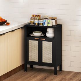 Sideboard Buffet Cabinet With Storage, Modern Accent Cabinet With Adjustable Shelf, Coffee Bar Cabinet, Distressed Black