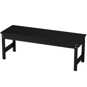 47 Outdoor Bench Seat, HDPE All-Weather Garden Bench, Backless Slatted Patio Bench For Yard, Porch, Park, Black
