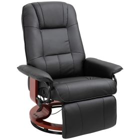 Living Room Relaxation Black Faux Leather Swivel Recliner With Adjustable Footrest
