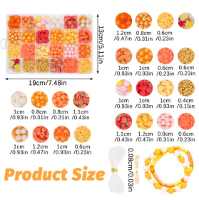 1510 Pcs Fall Bracelets Beads Kit With 24 Grid Storage Box Maple Leaf Pumpkin Star Shaped Clay Beads For Jewelry Making Beads Heishi Beads For DIY Cra