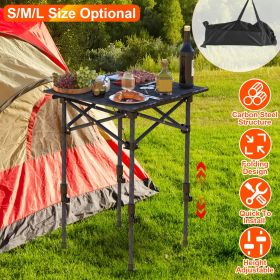 S-M-L Size Options Portable Folding Camping Table With Adjustable Height Rustproof Carbon Steel Foldable Roll-Up Camping Table For Picnic Camping Hiki