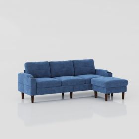 Convertible Combination Sofa Sofa L-Shaped Sofa With Storage Cabinet Footstool, Living Room Navy Blue Sofa, Living Room Bedroom Office Small Space 3-S