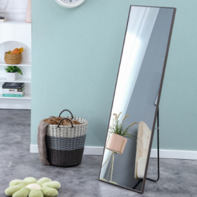 3rd Generation Gray Solid Wood Frame Full Length Mirror, Dressing Mirror, Bedroom Porch, Decorative Mirror, Clothing Store, Floor Mounted Large Mirror