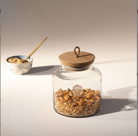 Madin Glass Jar With Wooden Lid - Elegant Storage Container For Kitchen & Home-700ml