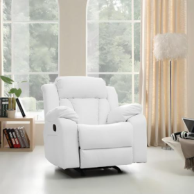 Elegant White Recliner With Padded Arms