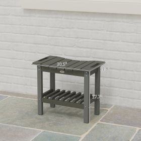 Shower Bench, Waterproof Shower Stool With Handle, Storage Shelf, Non-Slip Pads For Indoor Outdoor, Dark Gray
