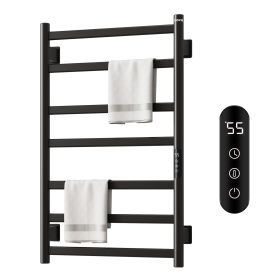 SIOYIE Towel Warmer Bathroom Wall Mounted 6 Bars Electric Towel Drying, 150 W 500 800 MM Heated Towel Rack With Intelligent Touch Screen Timer And Tem