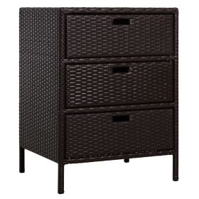 32  Poolside Rattan Wicker Patio Organizer Storage Cabinet With 3 Large Drawers  Weather Fighting Materials