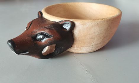 Hand Carved Cup Scandinavian Kuksa Wooden Mug Camping Gear Coffee Cup Kuksa Guksi Kuksa Wild Boar Cups Christmas (Option: 2style)