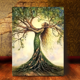 Room Decor 1pc Tree Of Life Canvas Art Print, Wooden Framed Nature-Inspired Wall Decor For Living Room, Bedroom, Office, Cafe - Unique Gift Idea, Crea (Option: 16X12inch)