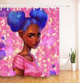 Art Design Graffiti Art Hip Hop African Girl with Black Hair Big Earring with Modern Building Shower Curtain for Bathroom Decor (Option: U-180X180)