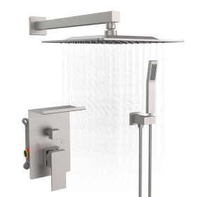 Rainwater Shower System With Storage Rack, Unable To Ship On Weekends (Option: Brushed Nickel)