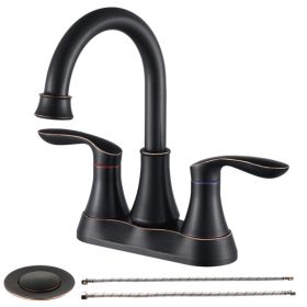 2 Handles 4-inch Oil Wiped Bronze Bathroom Faucet, Banned From Amazon Platform, Unable To Ship On Weekends (Option: OilRubbed Bronze)