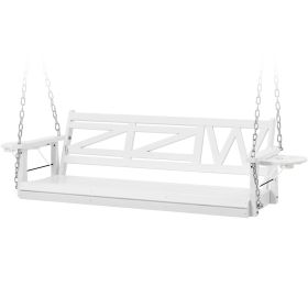 Wooden Outdoor Porch Swing With 3-seat (Color: White)