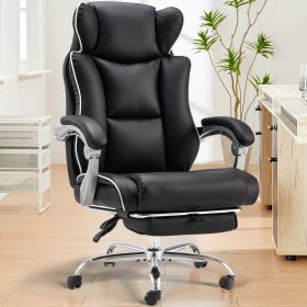 Office Desk Chair With Foot Rest Tall And Big 300LB (Color: Black)
