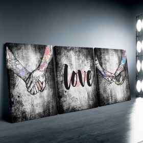 3pcs Canvas Hand In Hand And Love Theme Framed Poster, Creative Wall Art For Bedroom, Office, Living Room, Cafe, Bar, Wall Decor, Home And Dormit (Option: 12X18inch30X45cm)