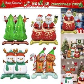 Christmas Aluminum Foil Balloon Set, Including Two Christmas Tree, Santa Claus, Snowman, Gingerbread Man Balloons (Option: 1set)