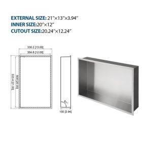 Stainless Steel Shower Niche, Gunmetal Black, Waterproof,  Leak-Free, Rust-Resistant,Easy Installation, Corrosion-Resistant (Option: W2113IN)