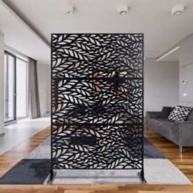 Outdoor  Indoor Privacy Screen Metal Privacy Screen 76 Hx48 W  Freestanding Decorative Privacy Screen For Deck Balcony Patio, Privacy Fence Panels For (Color: Black)