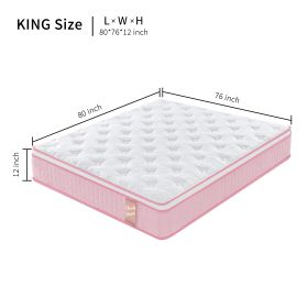 12 Inch Hybrid Mattress Individual Pocket Spring Memory Foam Cool Knitted Cover CertiPUR-US (Option: DL1101KING)