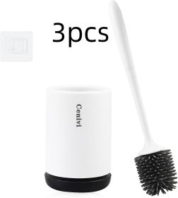 Non-stick Hair Soft Plastic Brush Head Toilet (Option: Black Wall mounted3pcs)