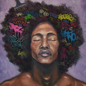 Art Design Graffiti Art Hip Hop African Girl with Black Hair Big Earring with Modern Building Shower Curtain for Bathroom Decor (Option: Z-180X180)