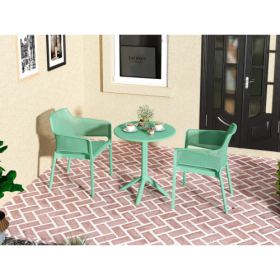 3 Piece Plastic Arm Chair Bistro GRS Premium Ocean Plastic, Green (Option: Army green)
