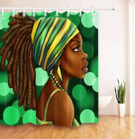 Art Design Graffiti Art Hip Hop African Girl with Black Hair Big Earring with Modern Building Shower Curtain for Bathroom Decor (Option: S-180X180)
