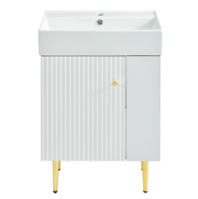 21.6 Inch White Bathroom Vanity, Unavailable Platforms- SHEIN Corporation , Temu (Color: White)