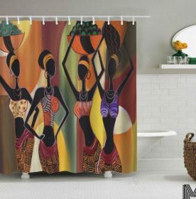 Art Design Graffiti Art Hip Hop African Girl with Black Hair Big Earring with Modern Building Shower Curtain for Bathroom Decor (Option: O-180X180)