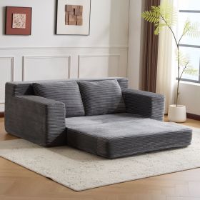 Loveseat Sofa, Comfortable Deep Seat Sofa Bed, Modern Small Corduroy Couch For Living Room Bedroom,Reversible Cushion With Pillows,No Assembly Require (Option: Loverseats)