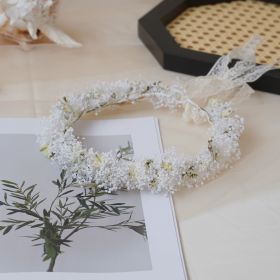 Baby's Breath Crown,Dried Flowers Crown,Bridal Crowns,Wedding Crown,Boho Bride Crown (Option: Child)