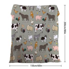 Various Animals Blanket Soft Pig Horse Durable Comfortable Blanket Women Birthday Gift Home Decoration Sofa Couch Office Bed Camping Travel  75x100cm (Option: 150cmx200cm-Celadon)