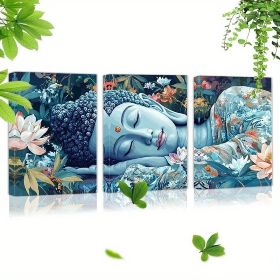 Mentally Compassionate Buddha 3pcs Framed Canvas Wall Art Set - Ready To Hang, Perfect For Living Room, Bedroom, Or Office Decor (Option: 16X12inch40X30cm)
