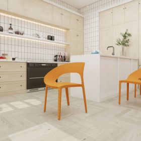 Haze Green Polypropylene Single Side Chair  One Piece Design For Indoor & Outdoor Use,suitable For Living Rooms, Dining Rooms, Gardens, Terraces And O (Option: Tropical Orange)