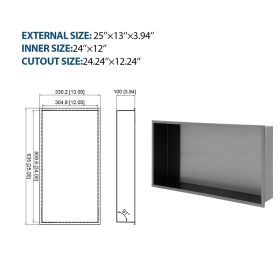 Stainless Steel Shower Niche, Gunmetal Black, Waterproof,  Leak-Free, Rust-Resistant,Easy Installation, Corrosion-Resistant (Option: B2513IN)