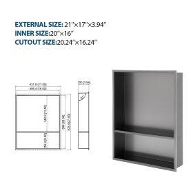 Stainless Steel Shower Niche, Gunmetal Black, Waterproof,  Leak-Free, Rust-Resistant,Easy Installation, Corrosion-Resistant (Option: B2117IN)