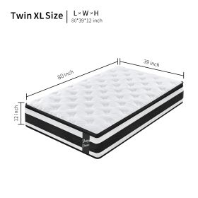 12 Inch Hybrid Mattress Individual Pocket Spring Breathable Memory Foam Knitted Cover CertiPUR-US (Option: AL2102TWIN XL)