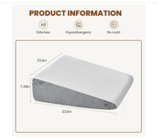 Wedge Pillow, Body Pillow , White& Grey (Option: Seven point five Inch)