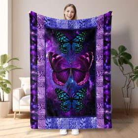 Cozy Butterfly Printed Flannel Blanket - Soft, Warm, And Lightweight Throw For Couch, Sofa, Office, Bed, Camping, And Travel - Multi-Purpose Gift For (Option: 150x200cm-Purple)