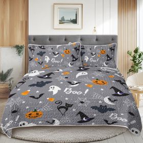 3pcs Halloween Pumpkin Set Comforter Set For Girls Boys Women, Soft Lightweight Halloween Bedding Set 1 Coverlet And 2 Pillowcases (Option: King-Multicolored)