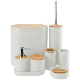 5 Colors Options -- Set Of 8Pcs Bathroom Accessories Set Bathroom Holder Set With Soap Dispenser Toothbrush Holder Cup Soap Dish Toilet Cleaning Brush (Color: White)