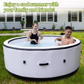 Inflatable Hot Tub, Portable Spa Pool, Outdoor Spa Center That Can Accommodate 4-6 People, With Lid And 6 Colored Light Beads (Color: White)